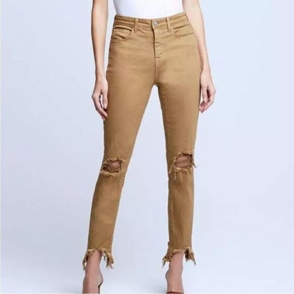 NWT L'AGENCE Highline High Rise Destroyed Skinny Jeans in Sahara Size 27 - Picture 5 of 7
